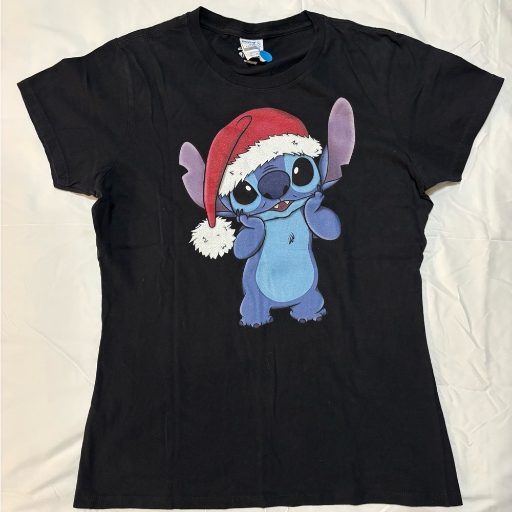 Stitch Santa Black Graphic Female T-Shirt M